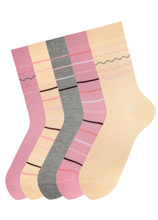 Șosete de damă 5 perechi – colorate, fără cusături, cu bandă elastică necompresivă