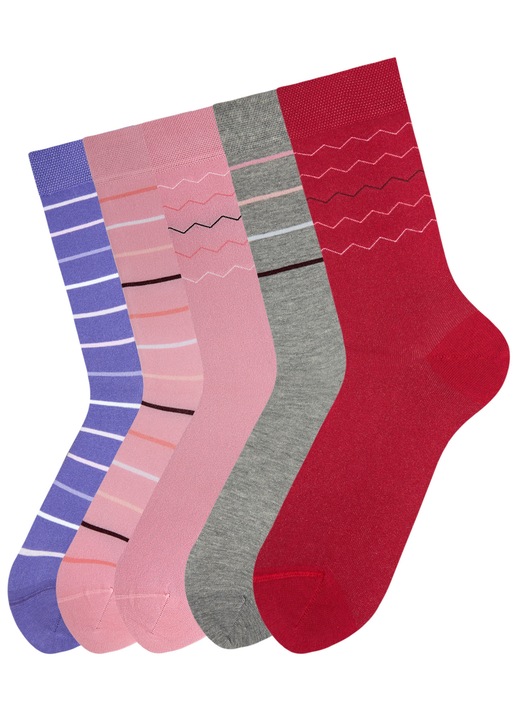 Женски чорапи 5 чифта безшевни многоцветни