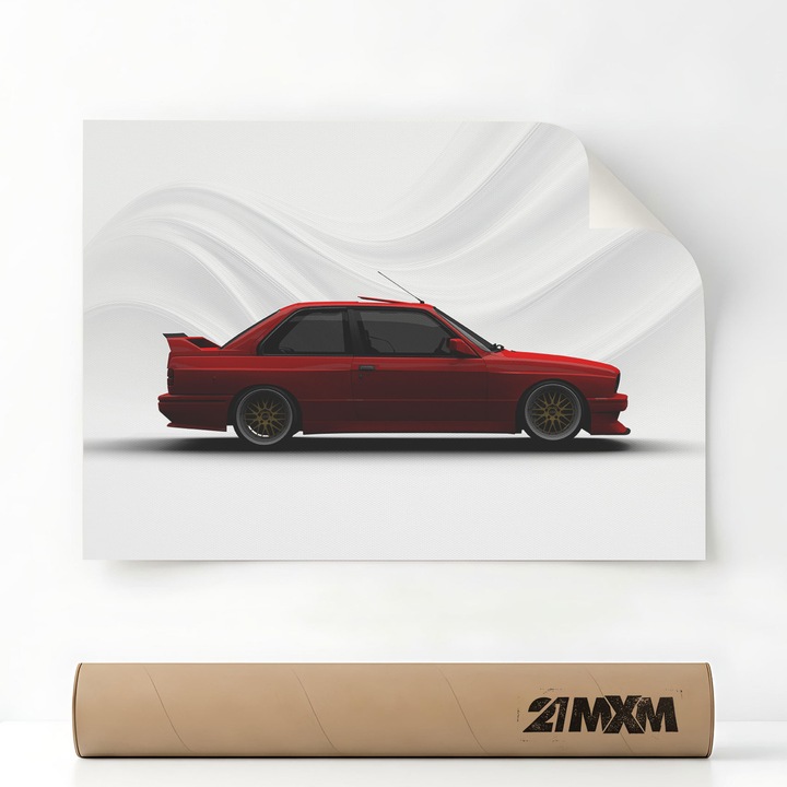 Poster Auto Premium - 1608 M3 E30 Evo 3 Red – Design Minimalist, A4 (21 x 29.7 cm), Fara Rama