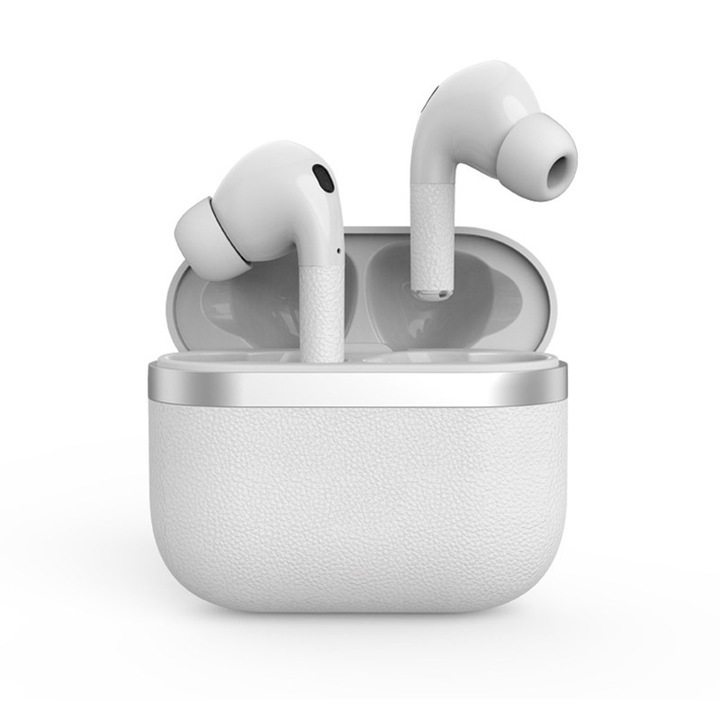 Casti Wireless Bluetooth 5.3 Casti, 3D Stereo cu Reducere a Zgomotului, Rezistent la apa IPX5, 24H durata de viata lunga, alb