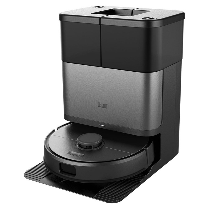 Robot aspirare si mop iHunt BRO Robo Clean V9 Dual-Laser AI, Putere 10.000Pa, Statie Autogolire 20.000Pa, Autonomie 180 min, Navigatie LiDAR 3D, Control Aplicatie, Negru