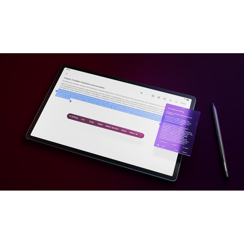 Tableta Lenovo Yoga Tab Plus, Procesor Qualcomm Snapdragon 8 Gen 3, Ecran 3K 12.7", 16GB RAM, 256GB Flash, Wi-Fi, Android, Bluetooth + Lenovo 2-in-1 Keyboard Pack + Lenovo Tab Pen Pro Albastru