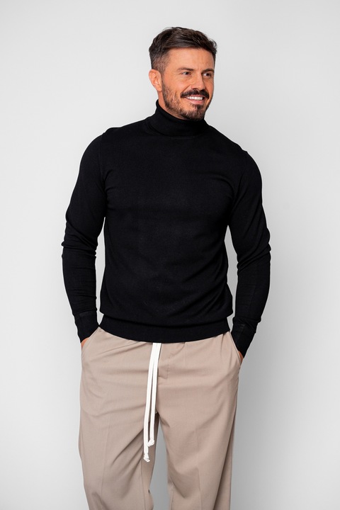 Fekete garbó pulóver 19865, Fekete