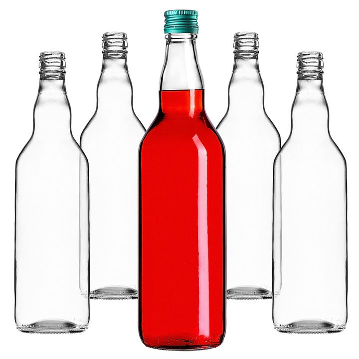 Sticla Monopol 700ml, KADAX, design elegant, sticla transparenta, capac verde, set de 40 bucati