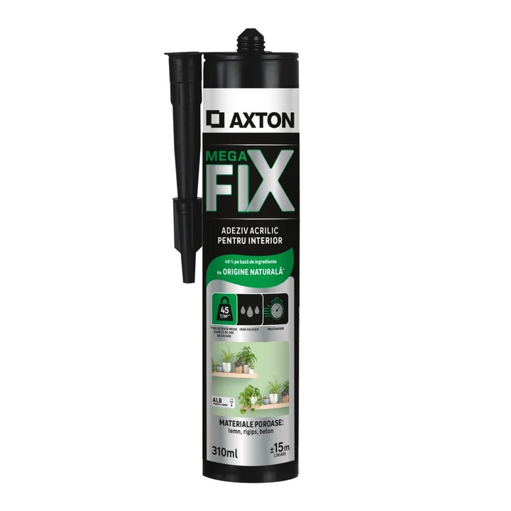 Adeziv bio Axton, de asamblare si montaj, acrilic, 300 ml, bej