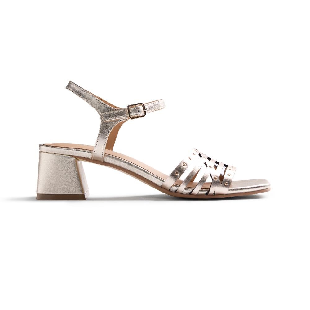 Gioseppo, Sandale de piele cu toc masiv Bais, Auriu platinat, 36