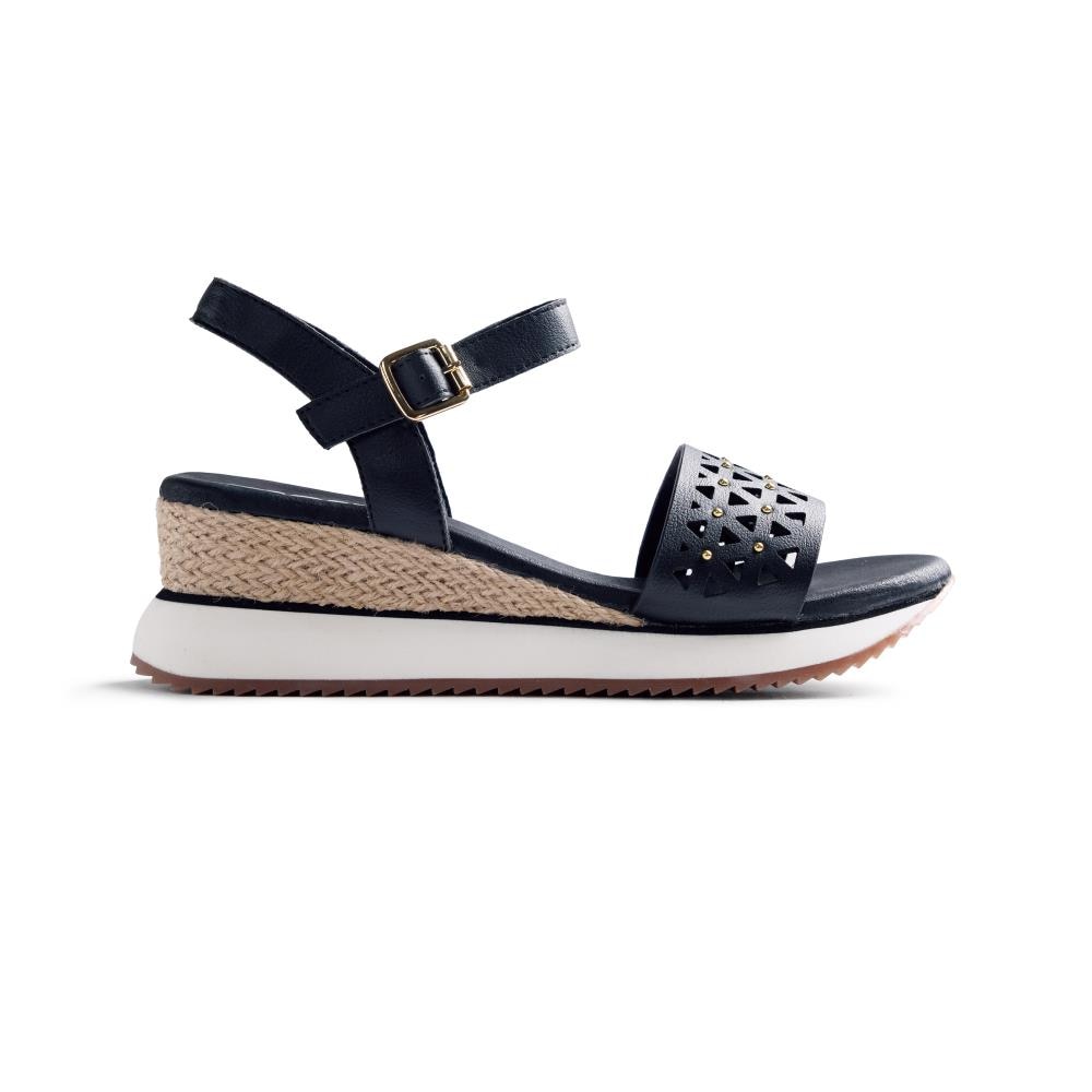 Gioseppo, Sandale wedge de piele ecologica Wete, Negru, 41