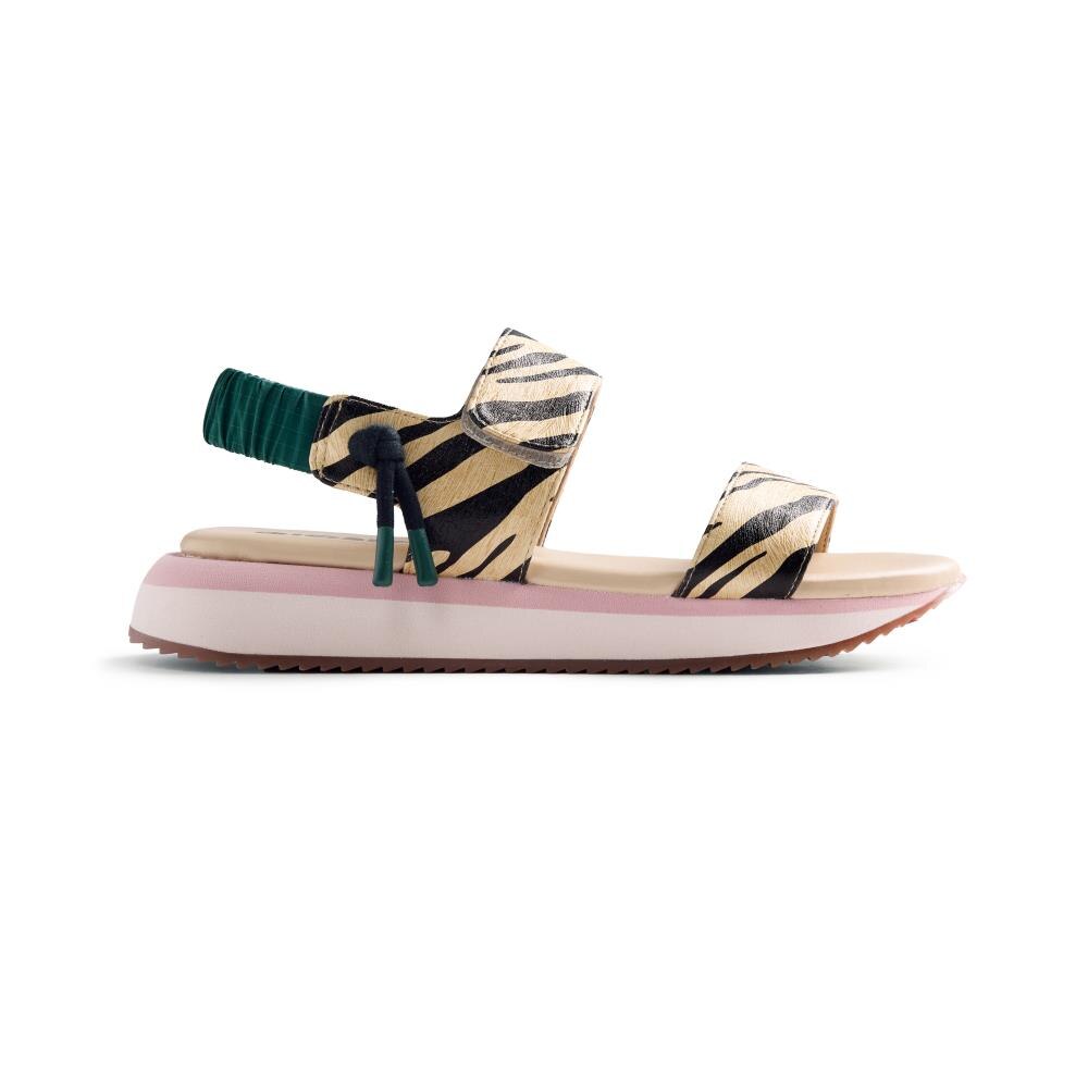 Gioseppo, Sandale de piele cu animal print Eslov, Negru, Galben, 36