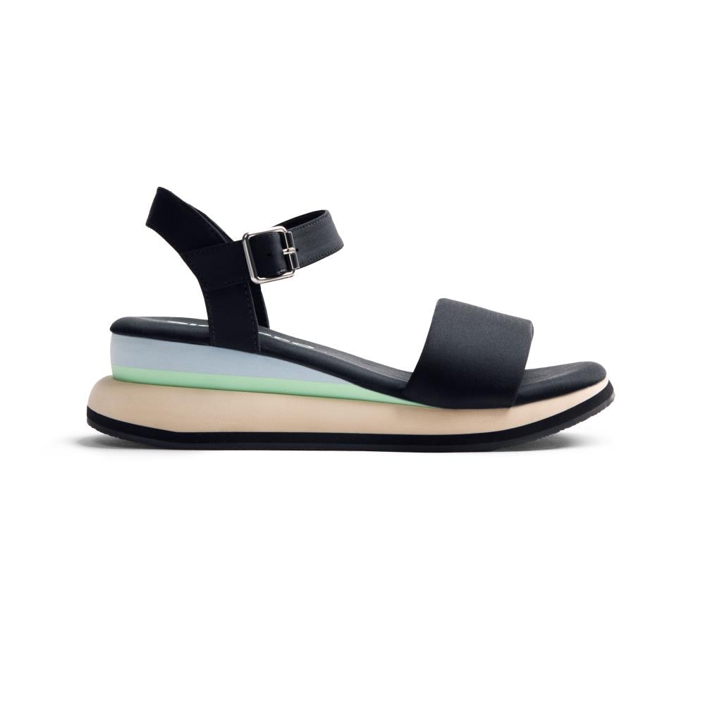 Gioseppo, Sandale wedge cu catarama Zaria, Negru, 37
