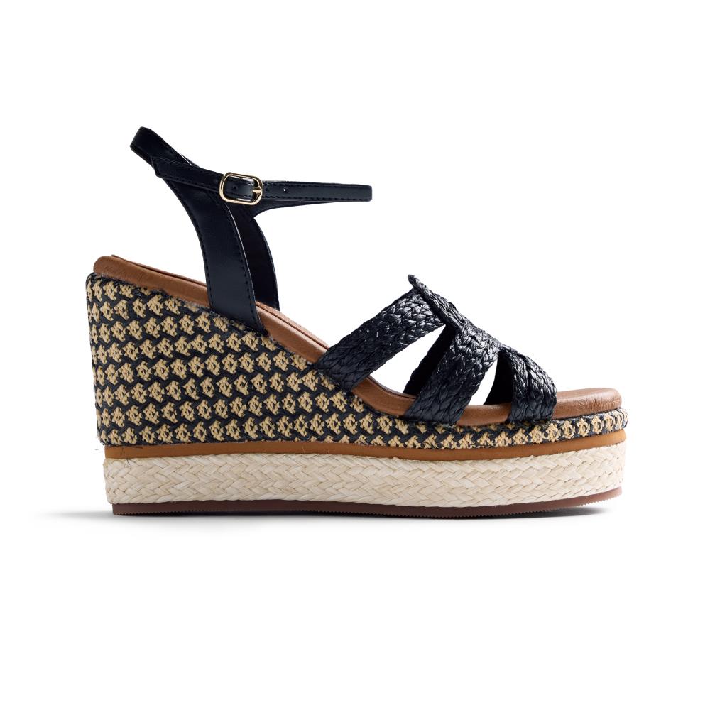 Gioseppo, Sandale wedge cu aspect impletit Karatina, Negru, 36