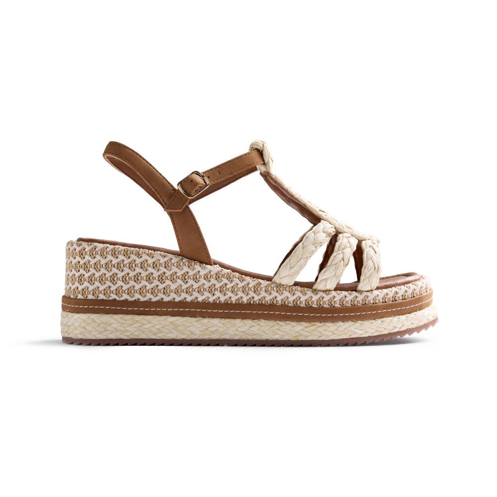 Gioseppo, Sandale de piele ecologica cu model impletit Harcourt, Maro, 41