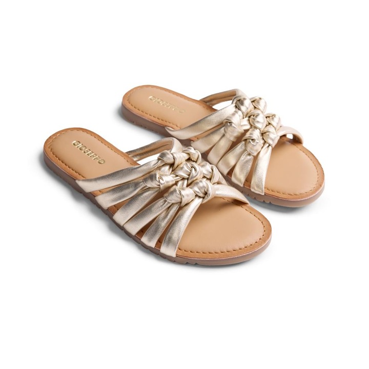 Gioseppo, Papuci de piele Calbayog, Auriu platinat, 42