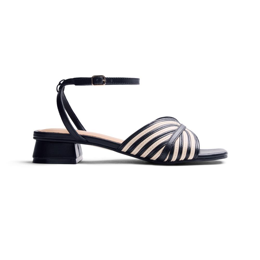 Gioseppo, Sandale de piele cu toc masiv Bigelow, Alb, Negru, 39