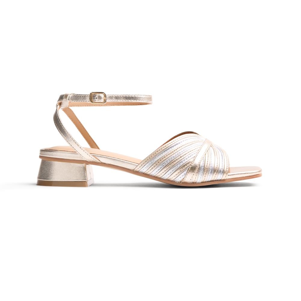 Gioseppo, Sandale de piele cu toc masiv Bigelow, Auriu platinat, 40