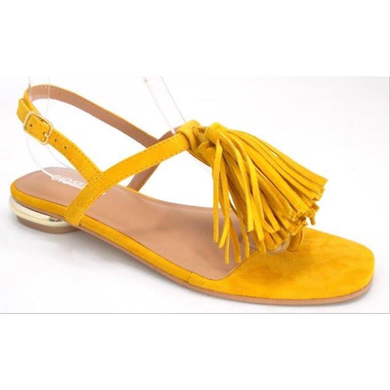 Gioseppo, Sandale de piele cu bareta separatoare si canafi Escanaba, Galben, 37