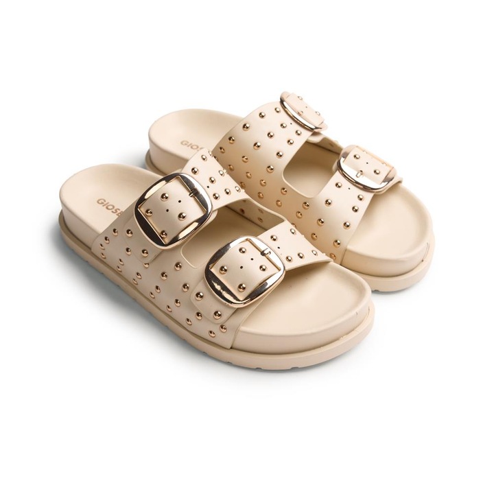 Gioseppo, Papuci de piele ecologica cu tinte Soreham, Alb murdar, 41