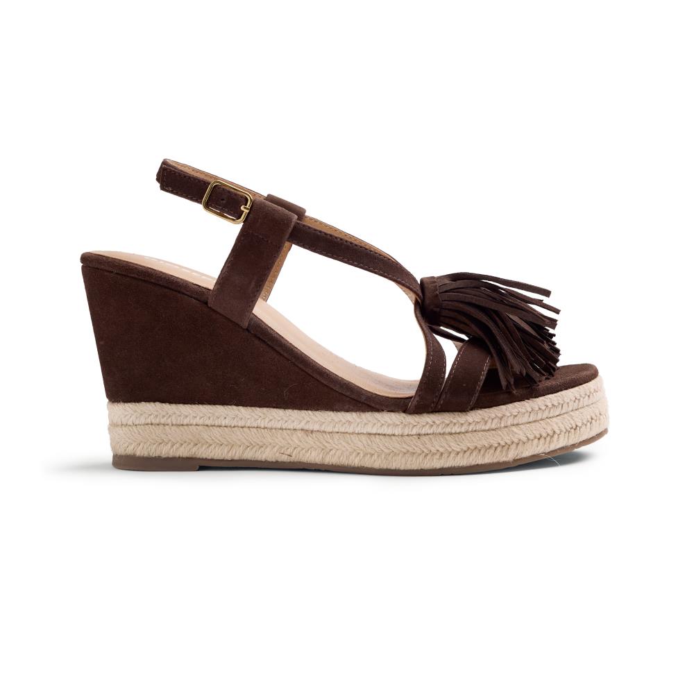 Gioseppo, Sandale wedge de piele intoarsa Kilosa, Maro inchis, 38