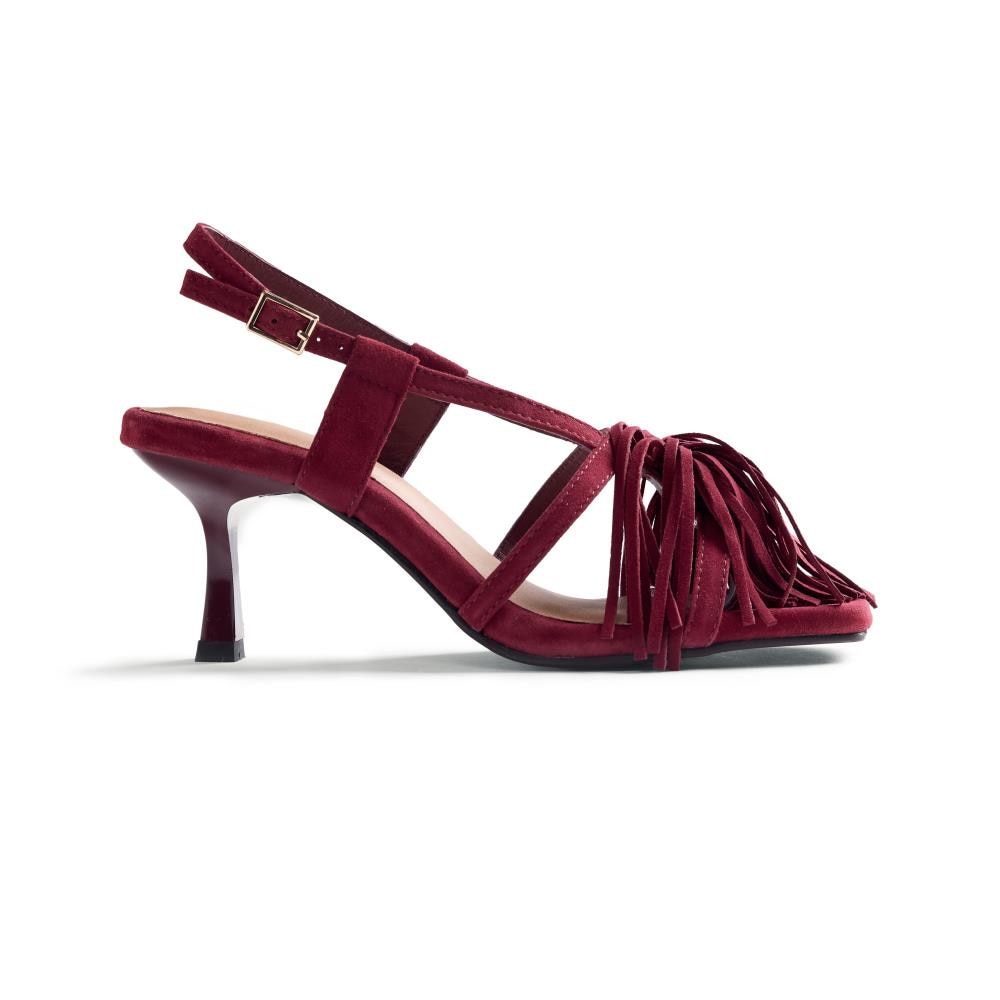 Gioseppo, Sandale de piele cu franjuri Lukac, Visiniu, 36