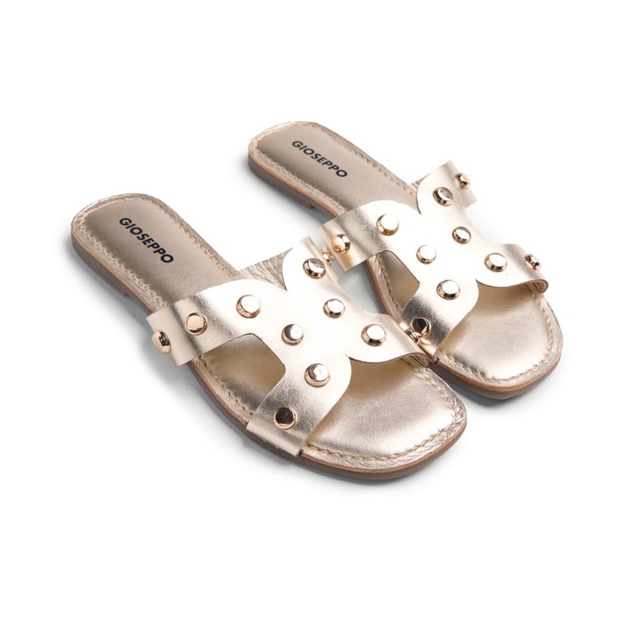 Gioseppo, Papuci de piele cu tinte Millston, Auriu platinat, 38