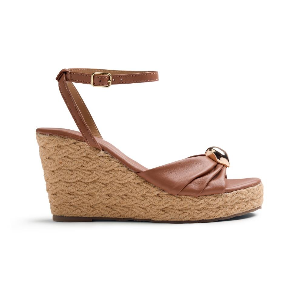 Gioseppo, Sandale-espadrile de piele cu platforma wedge Soudan, Maro, 39