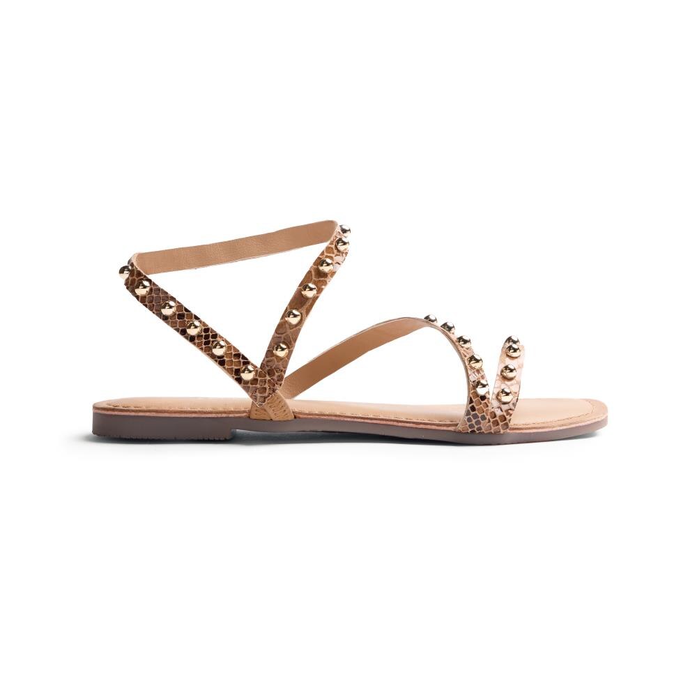 Gioseppo, Sandale de piele cu animal print si varf patrat, Maro, 40