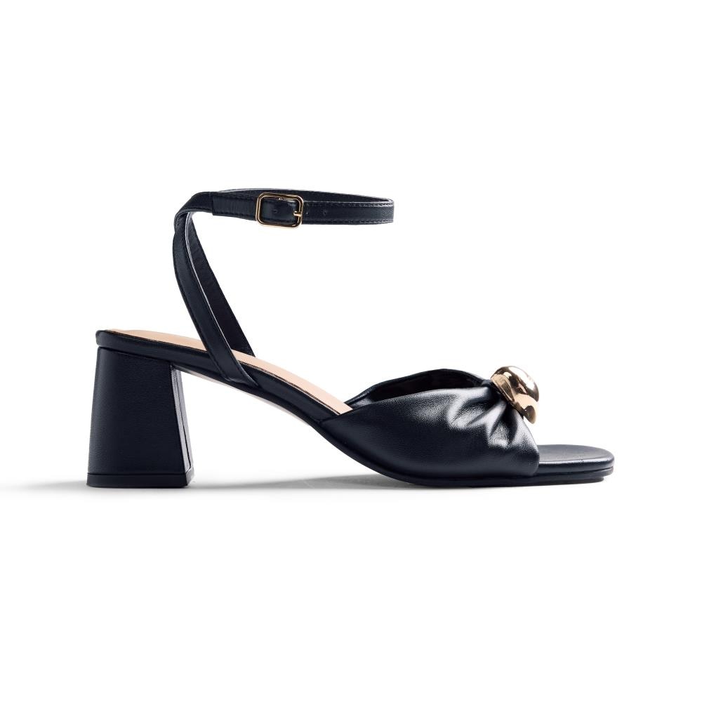 Gioseppo, Sandale de piele cu toc masiv, Negru, 37