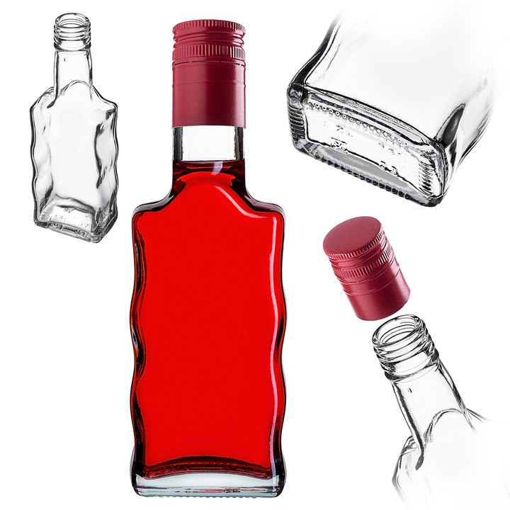 Sticla decorativa Fala, KADAX, 200ml si 500ml, design pofalata, culoare capac rosu, set disponibil