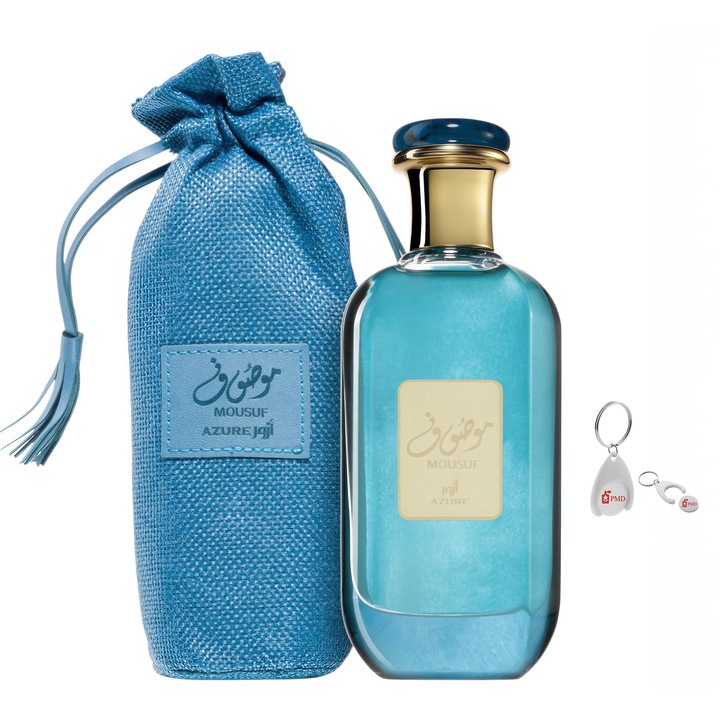 Комплект парфюмна вода Mousuf Azure, Ard Al Zaafaran, унисекс, 100 мл с персонализиран ключодържател "PMD"