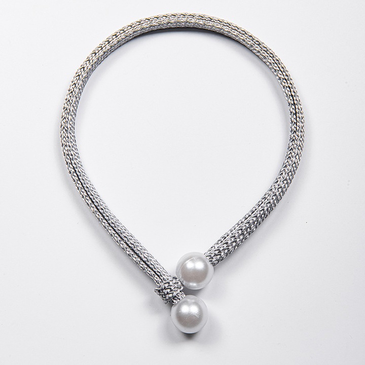 Set 2x Prinzatoare Perdea, 51.5+2.5 cm, Design Minimalist, Gri-Alb