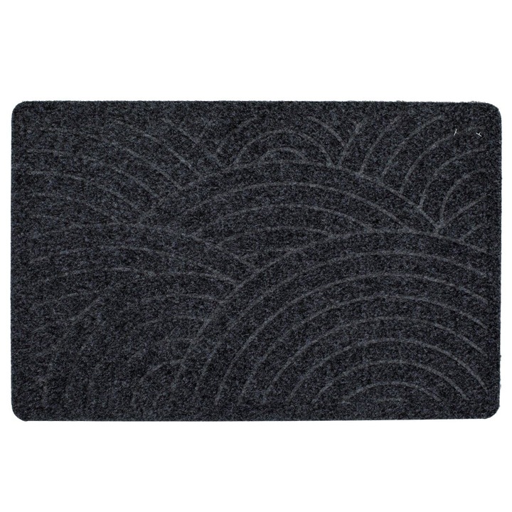 Szürke bejárati szőnyeg dombornyomott félkör mintával 60x40 cm