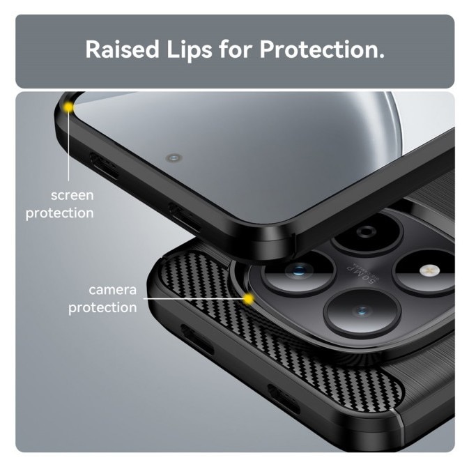 Husa Spate Upzz® Carbon Pro, Compatibila Cu Xiaomi Redmi Note 15 Pro 5G, Protectie Perfecta, Silicon, Negru