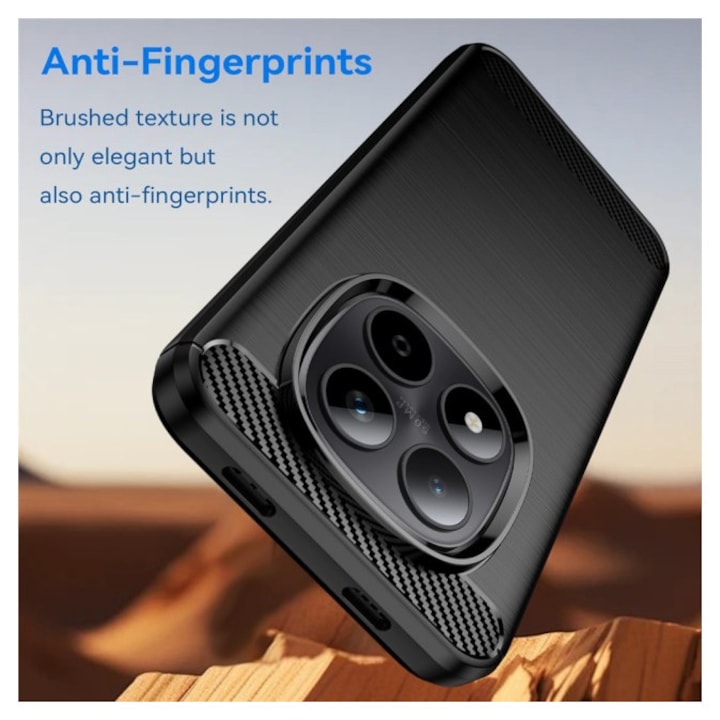 Husa Spate Upzz® Carbon Pro, Compatibila Cu Xiaomi Redmi Note 15 Pro 5G, Protectie Perfecta, Silicon, Negru