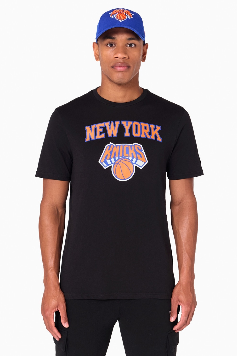 New Era, Tricou New York Knicks NBA, Negru, Portocaliu mandarina, L