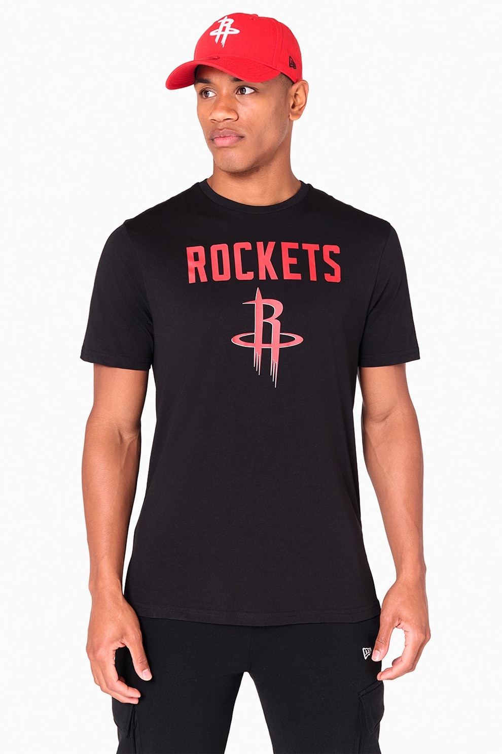 New Era, Tricou Houston Rockets NBA, Negru, Rosu capsuna, M
