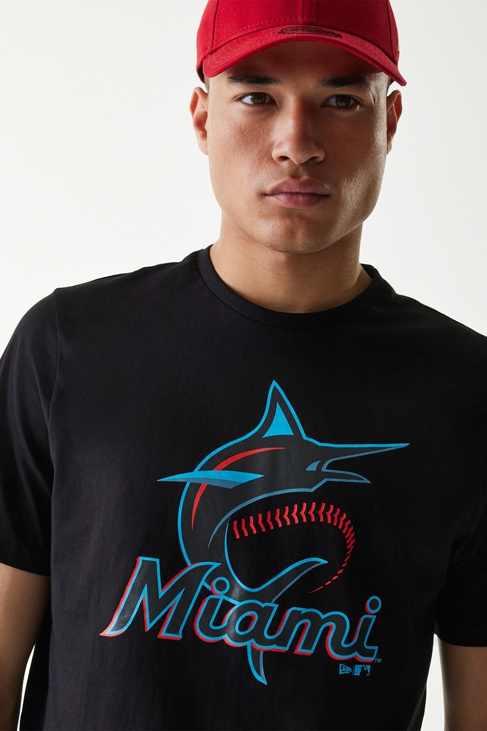 New Era, Tricou din bumbac Miami Marlins MLB, Negru, Albastru, M