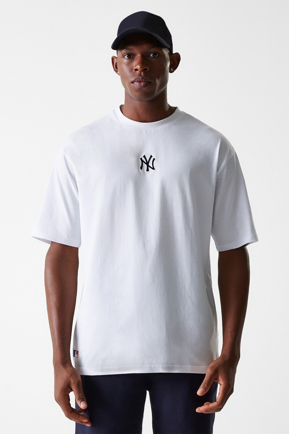 New Era, Tricou supradimensionat NY Yankees MLB League Essential, Negru, Alb optic, M