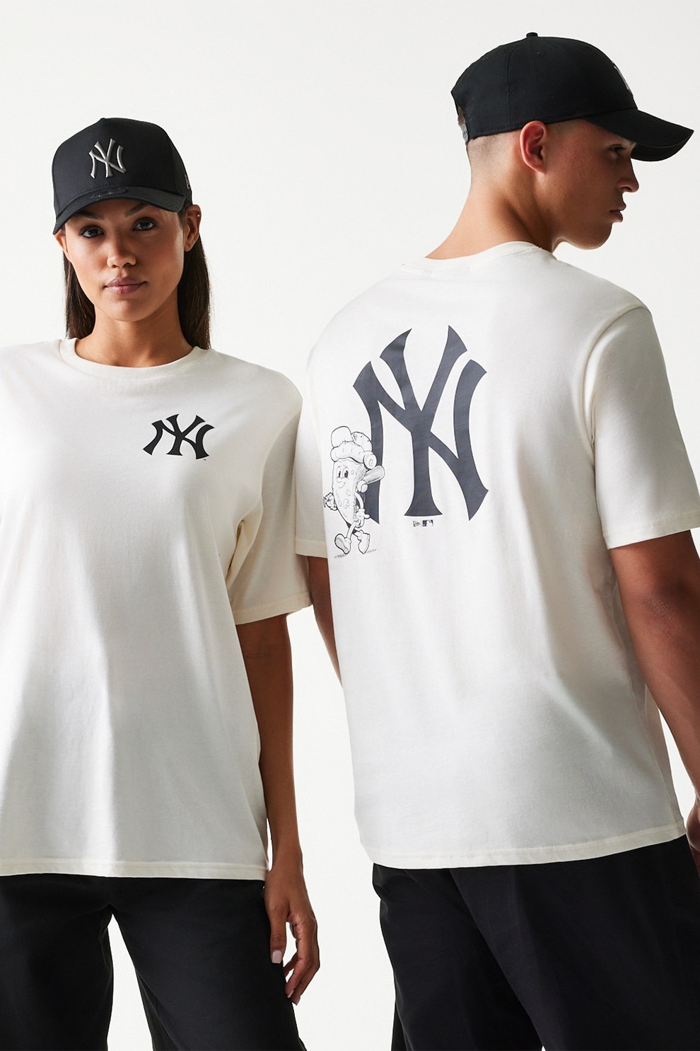 New Era, Tricou unisex MLB NY Yankees, Alb murdar, Gri antracit, L