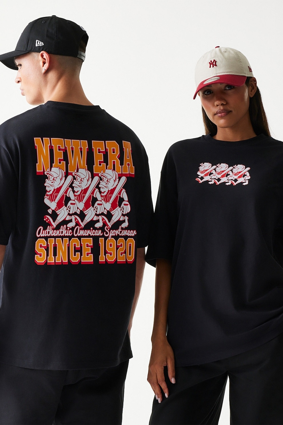 New Era, Tricou unisex Character, Negru, Portocaliu neon, M