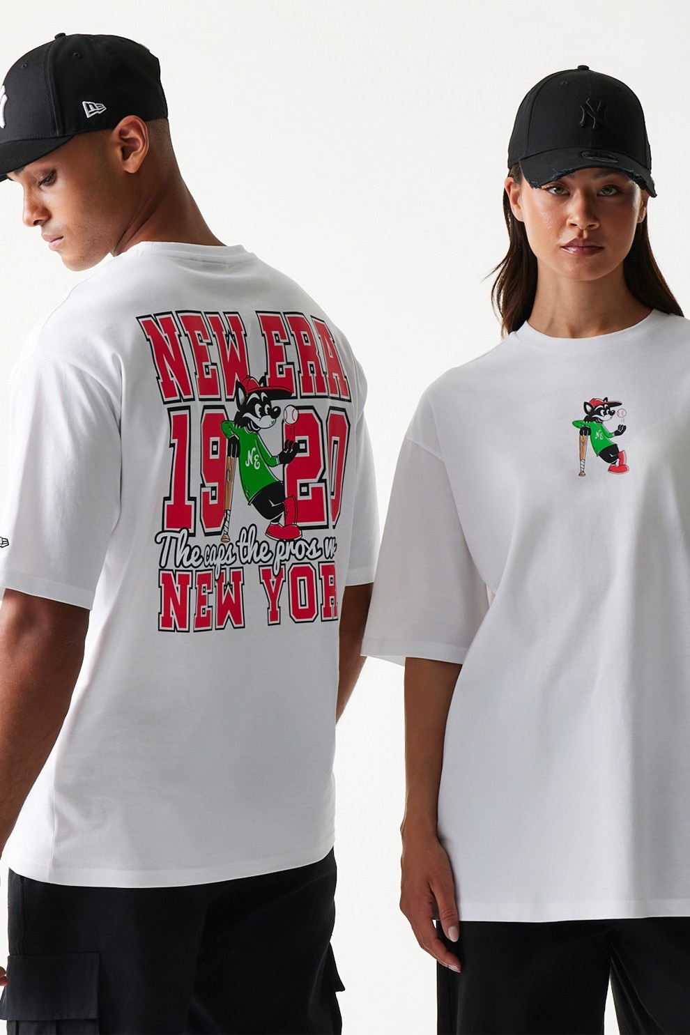 New Era, Tricou unisex Character, Alb, Rosu vermillion, M
