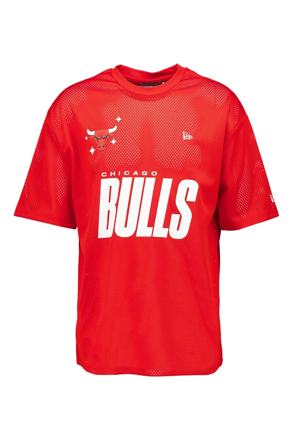 New Era, Tricou din bumbac Chicago Bulls NBA, Alb optic, Rosu vermillion, L