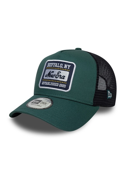 New Era, Sapca cu model cu perforatii si aplicatie logo, Negru, Verde inchis, 56-62 CM