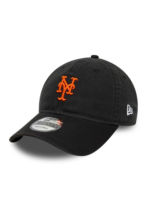 New Era, Sapca baseball din bumbac spalat 9Twenty NY Mets, Negru/Portocaliu mandarina, 56-62 CM