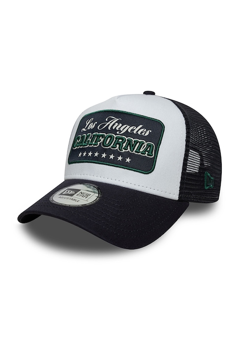 New Era, Sapca trucker cu aplicatie California 9Forty, Albastru ultramarin/Alb optic, 56-62 CM