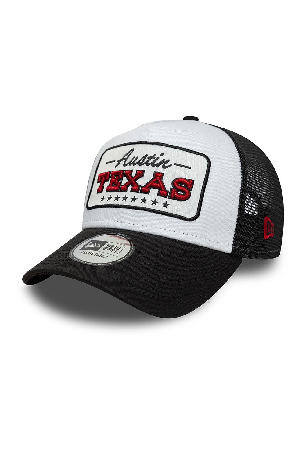 New Era, Sapca trucker cu aplicatie Texas 9Forty, Negru, Alb optic