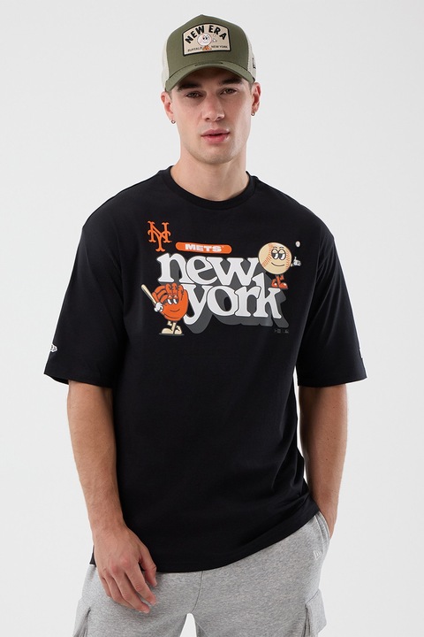 New Era, NY Mets mintás póló, Fekete