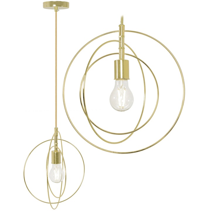 Пендел 1 източник на осветление E 27, Метал, Златист, 300x900 мм