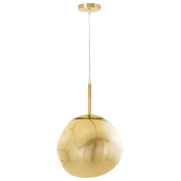 Pendul 1 sursa de iluminare E 27, 60 W, Metal/Sticla, Auriu, 280x900 mm