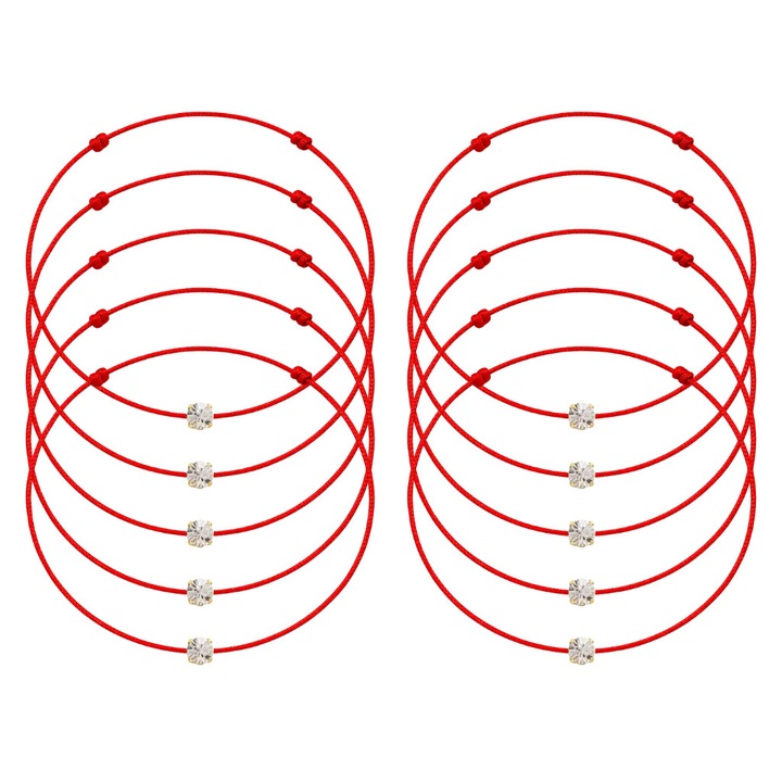 10 Martisoare cu Cristal Preciosa Gold Rosu