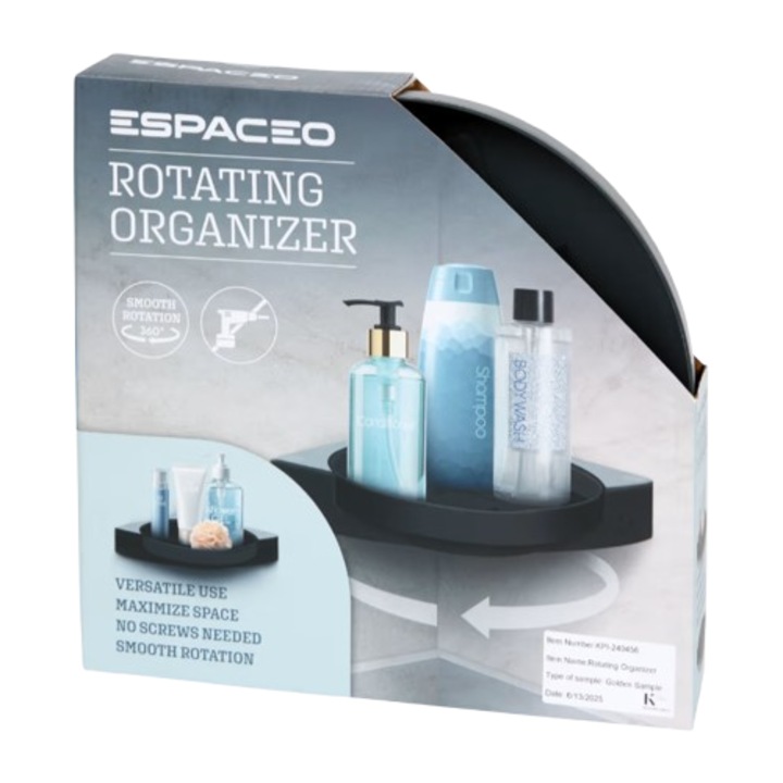 Suport rotativ pentru dus, cada, polita, rotire la 360 de grade, nu necesita suruburi