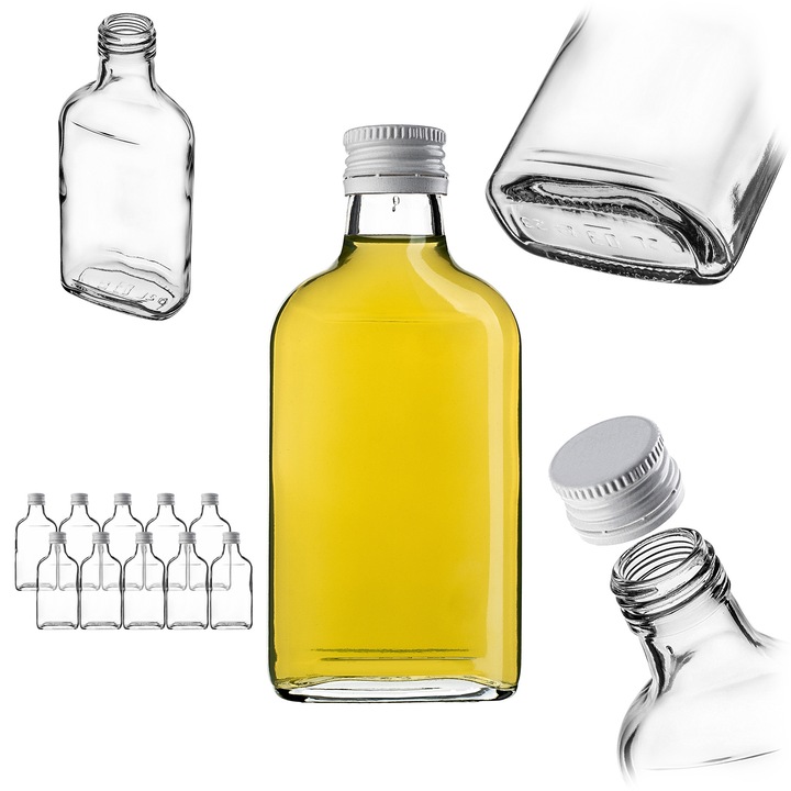 Butelca piersiowka KADAX, 200ml, set 10 bucati, transparent, capac alb